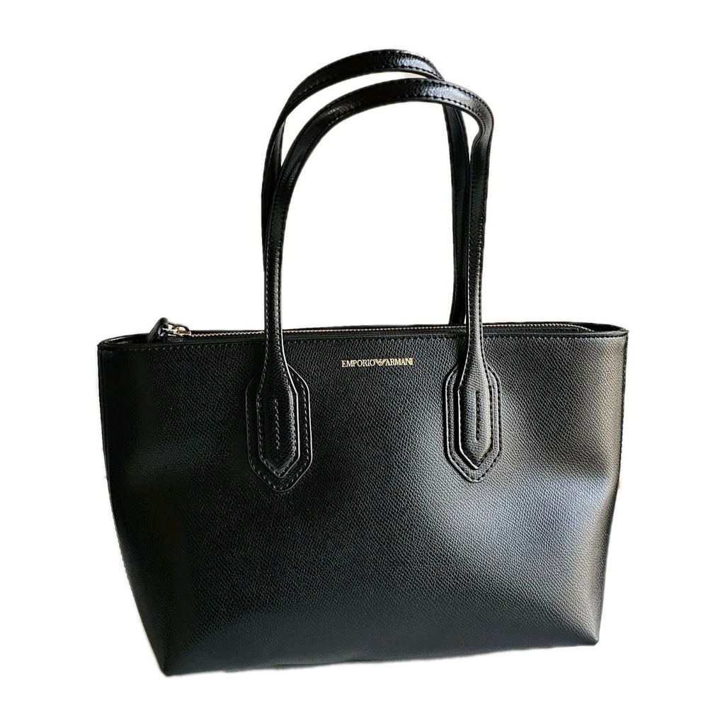 Emporio Armani Shopper Bag Black Textured Palmellato Leather - Pristine!